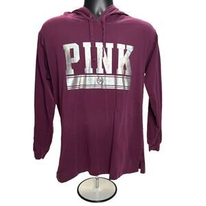 Victoria’s Secret PINK‎ Pullover Hoodie – Burgundy – Women’s Small - Silver Logo